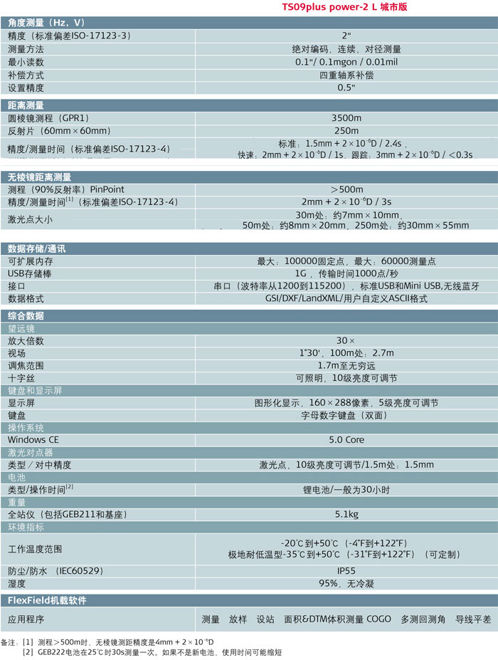 徕卡TS09plus power-2 L全站仪技术参数