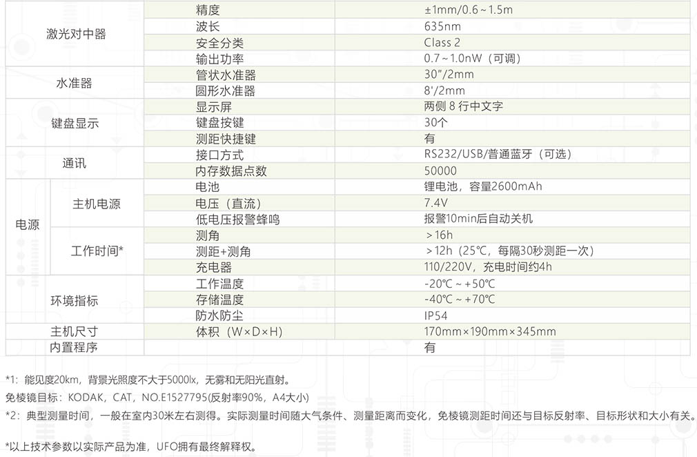 T3全站仪技术参数