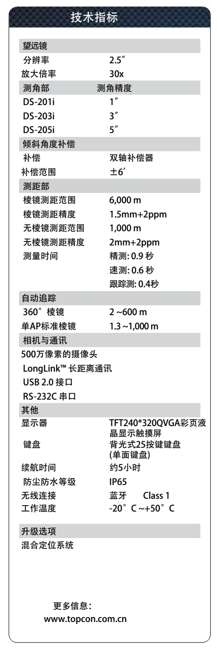 拓普康DS-201i全站仪技术参数