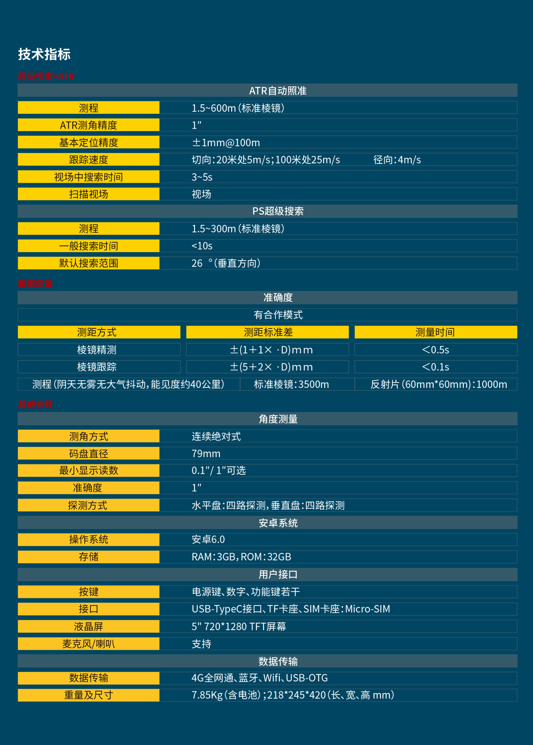 科力达KTS-591测量机器人技术参数