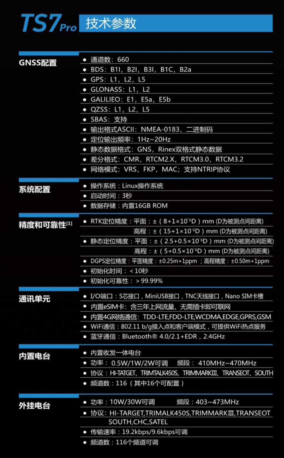 北斗海达TS7Pro参数1